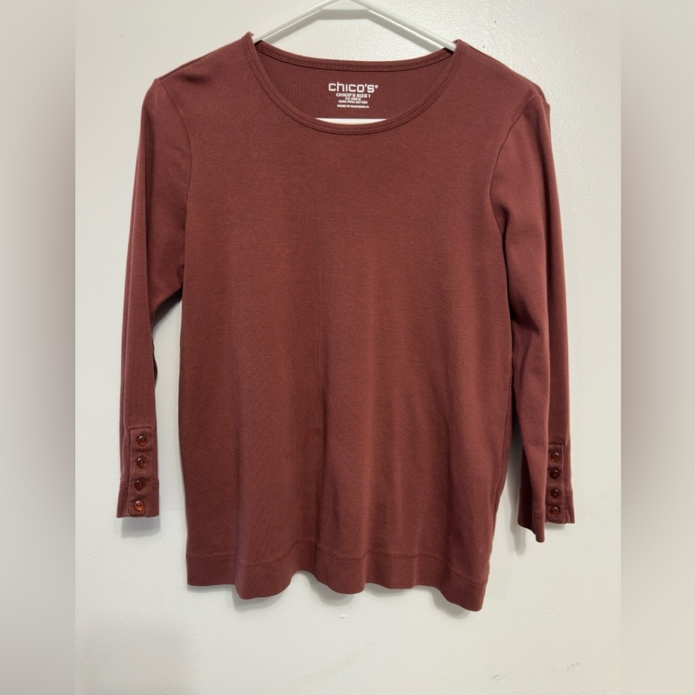 Chico's Women's Long Sleeve Top in Warm Brown
